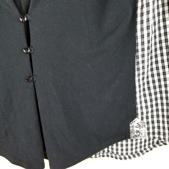 bebe Plaid Black and White Collar Button Blouse S - Picture 2 of 7